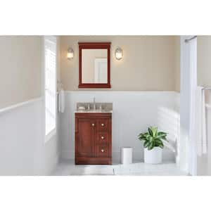 Naples 25 in. W x 22 in. D Vanity in Tobacco with Granite Vanity Top in Beige with White Sink