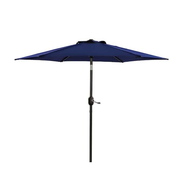 maocao hoom 7.5 ft. Round Outdoor Market Patio Umbrella with Tilt and Crank Mechanism in Navy