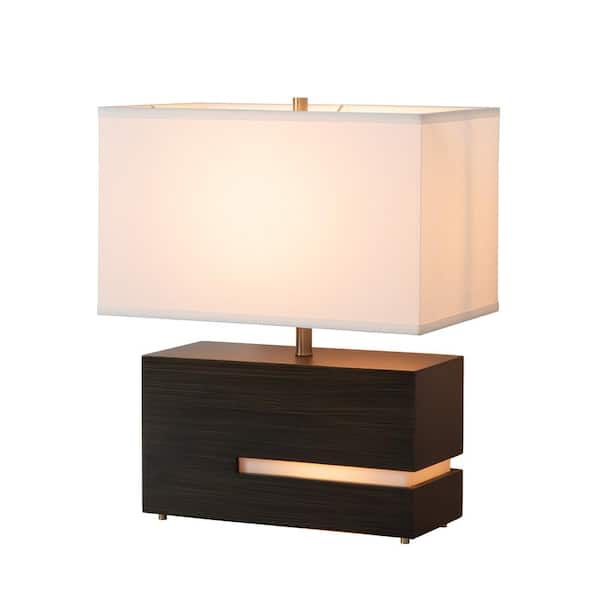 NOVA of California Zen 19.5in. Black LED Table Lamp for Living Room with White Linen Shade