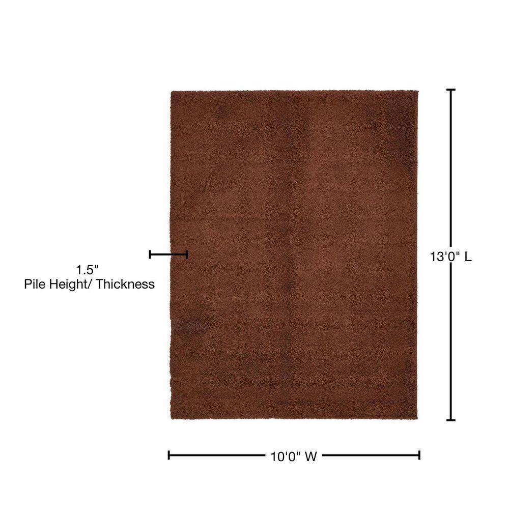 Luxe Comfort Solid Shag Rug, Chocolate Brown 10'x13'