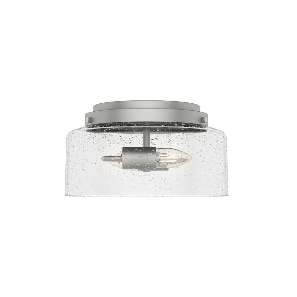 Hartland Classic Seeded Glass 11.5" LED Flush Mount in Matte Silver