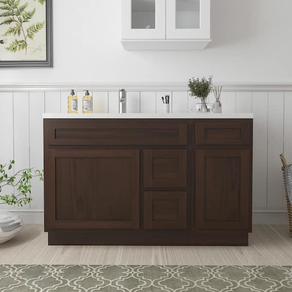 Vanity Art 51 in. W x 21 in. D x 32.5 in. H Bath Vanity Cabinet without Top in Brown