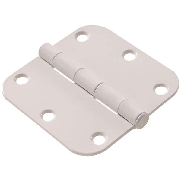 Hardware Essentials 3-1/2 in. White Residential Door Hinge with 5/8 in. Round Corner Removable Pin Full Mortise (9-Pack)
