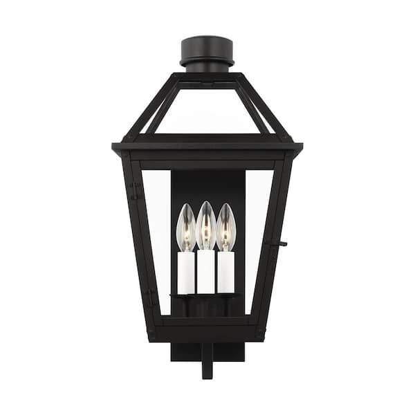 Generation Lighting Hyannis Textured Black Outdoor Hardwired Medium Wall Lantern Sconce with No Bulbs Included