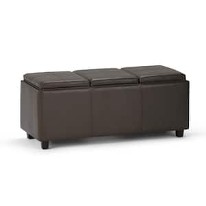 Avalon 42 in. Contemporary Storage Ottoman in Chocolate Brown Faux Leather