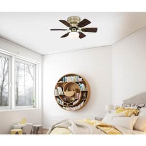 Petite 30 in. LED Antique Brass Ceiling Fan with Light Kit