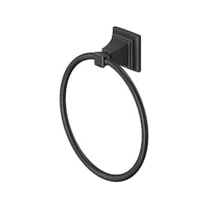 TS Series Wall Mounted Closed Round Towel Ring in Matte Black