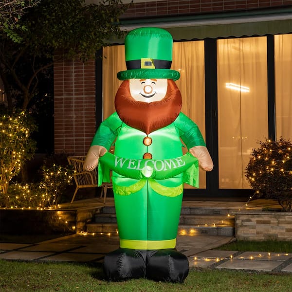 Glitzhome 95 in. H Lighted St. Patrick\'s Inflatable Leprechaun ...