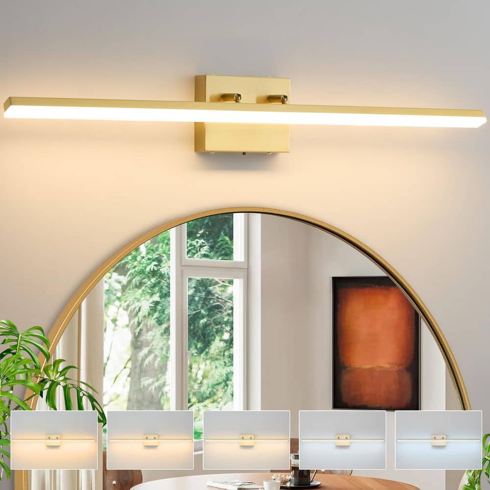 Modern 32.1 in. 28W Gold LED Vanity Light Bar with 5CCT Adjustable 180° Rotation Function Bathroom Vanity Light price history on PriceWatchPro