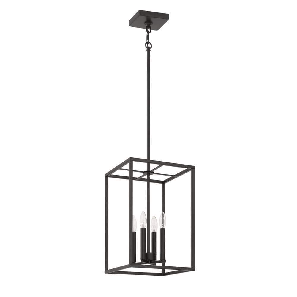 Signature Foyer 4-Light Flat Black Finish Lantern Rectangle Chandelier for Foyer/Dining Room w/ No Bulbs Included price history on PriceWatchPro