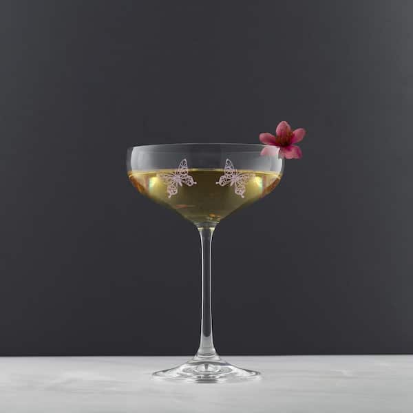 Unique Martini Glasses, Set of 4, 8 Oz Crystal round Martini Coupe Glass, Art