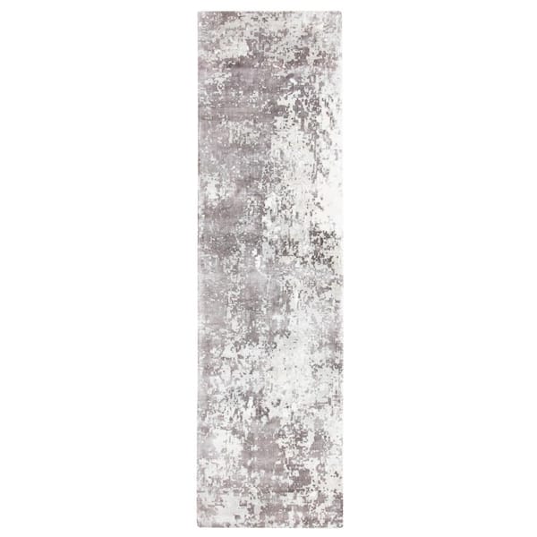 SAFAVIEH Mirage Gray 3 ft. x 9 ft. Abstract Distressed Runner Rug