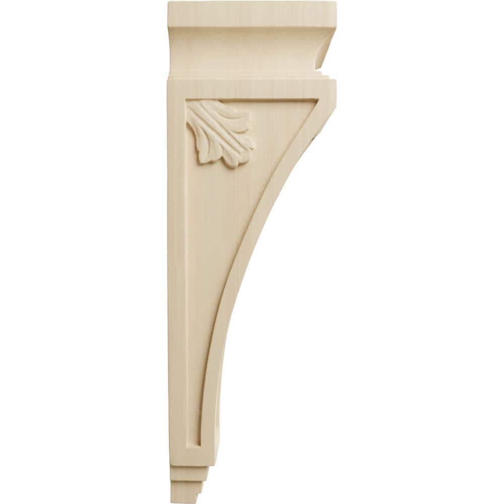 Unfinished Rubberwood 14" Decorative Corbel with Leaf Detail
