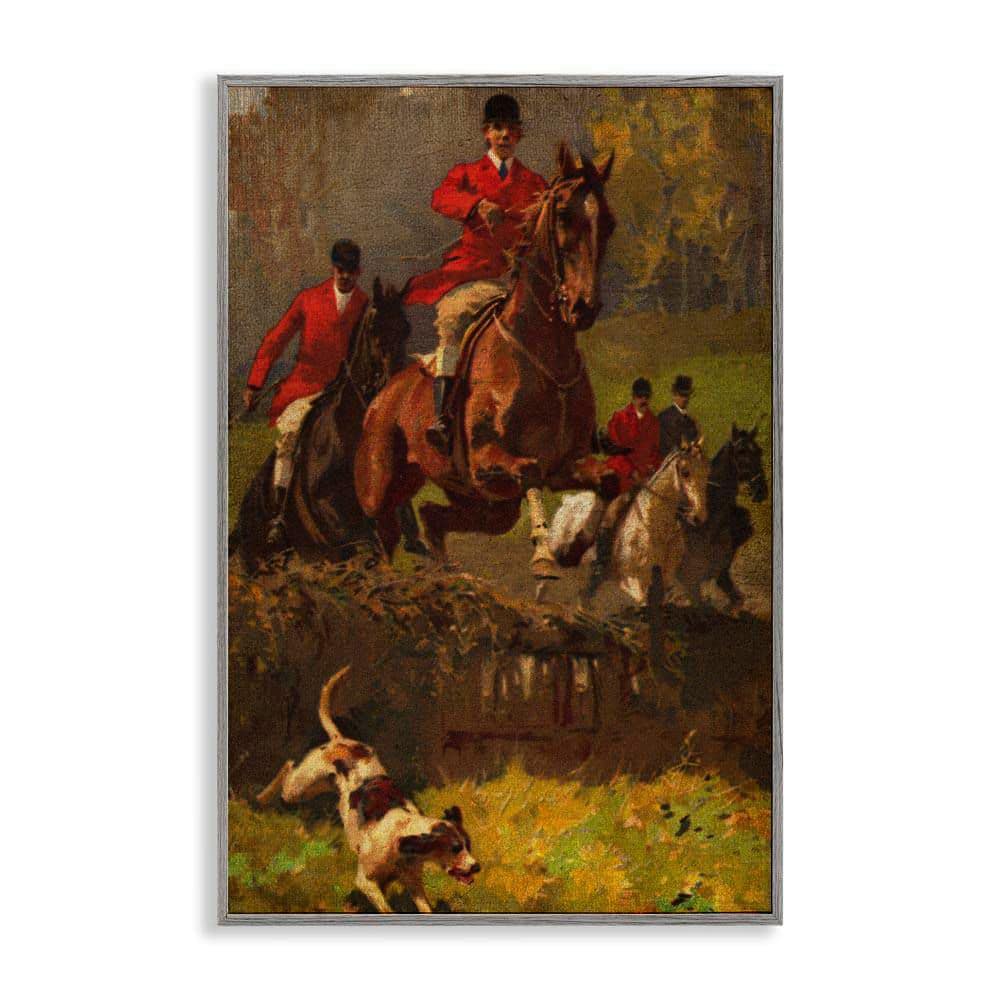 Classic Hunting Dog Scene by Tina Higgins Designs, Inc. Gray Framed People Giclee Art Print 18 in. x 12 in. price history on PriceWatchPro