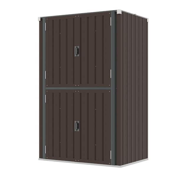 4 ft. W x 2.5 ft. D Brown Metal Outdoor Storage Cabinet Lockable Shed Waterproof With Shelves (10 sq. ft.)