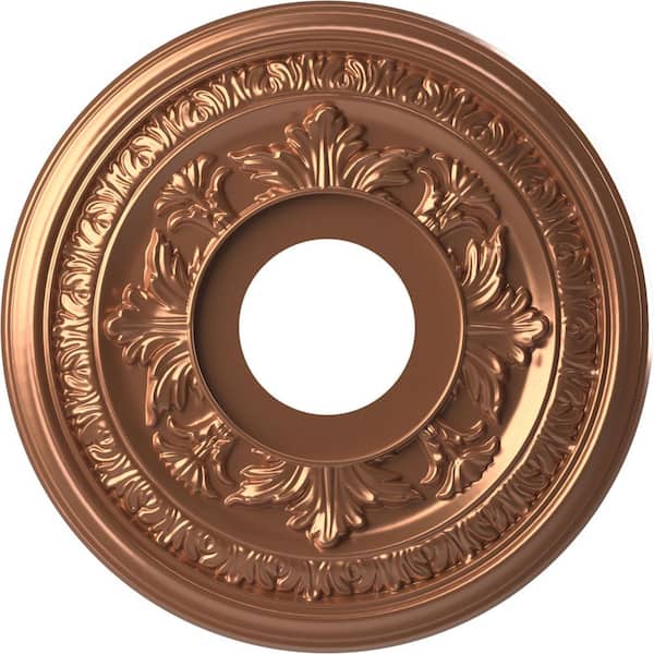 Ekena Millwork 13 in. O.D. x 3-1/2 in. I.D. x 3/4 in. P Baltimore Thermoformed PVC Ceiling Medallion in Bright Coat Rose Gold