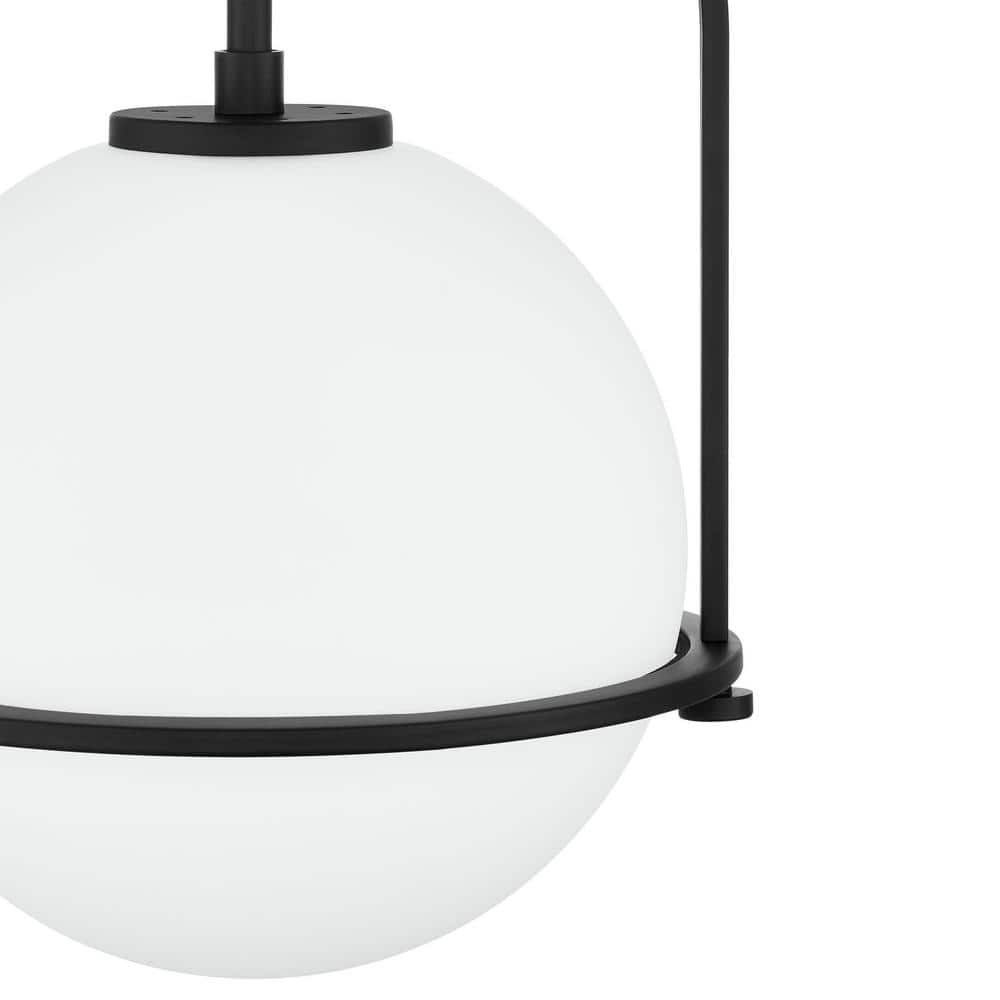 Matte Black Metal Pendant Light with Frosted Glass Globe Shade