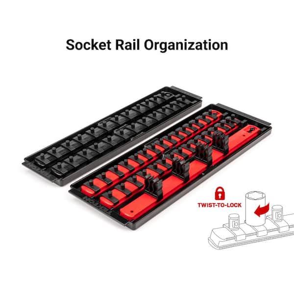 TEKTON 1/4 in. Drive 6-Point Socket and Ratchet Set with Rails (5