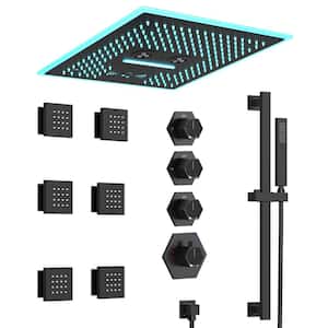 16 in. Square AuroraMist Shower System 17-Spray Dual Ceiling Mount Fixed and Handheld Shower Head 2.5 GPM in Matte Black