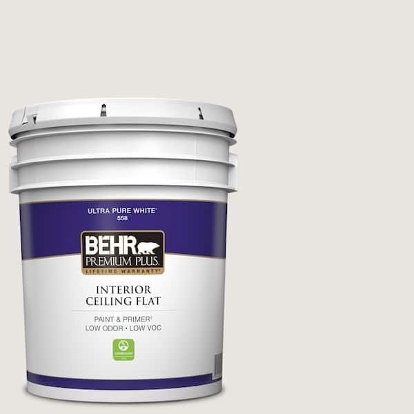 BEHR PREMIUM PLUS 5 gal. #PR-W08 Ambience White Ceiling Flat Interior Paint