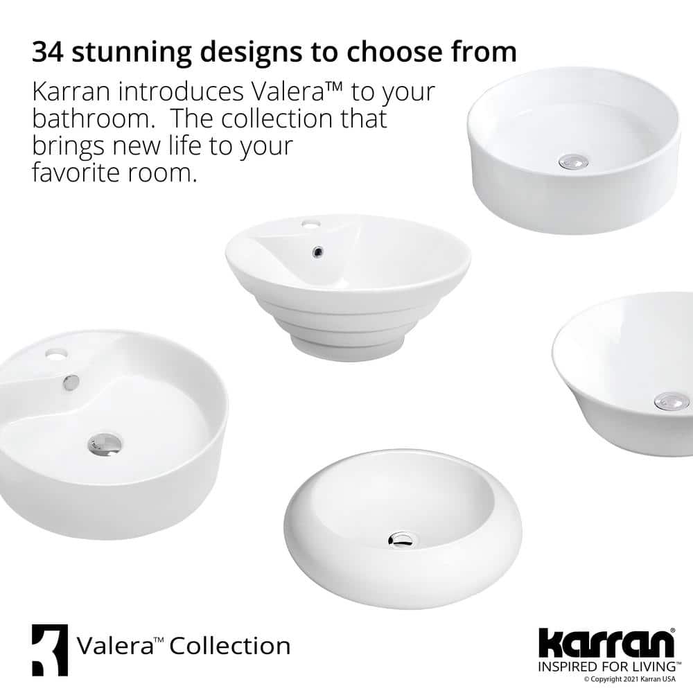 Elegant Valera 16.63" White Ceramic Vessel Bathroom Sink