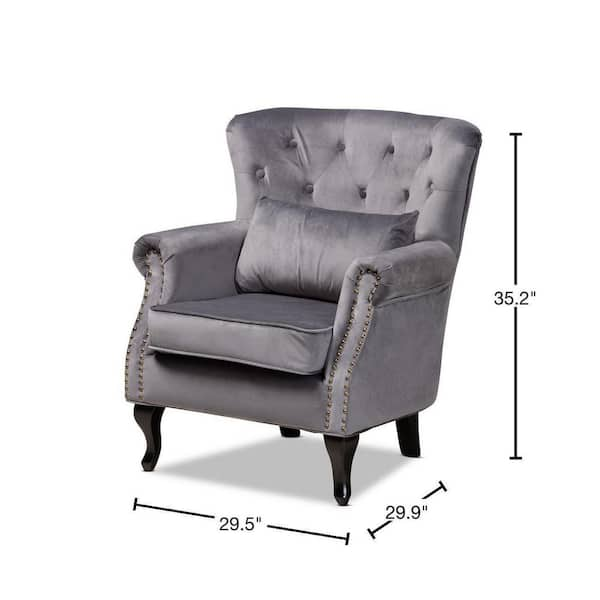 Baxton Studio Fletcher Grey and Dark Brown Armchair 195 12443 HD