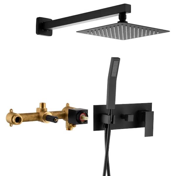 Modern 1-Handle 1-Spray Shower Faucet 1.8 GPM with Pressure Balance in Matte Black (Valve Included)