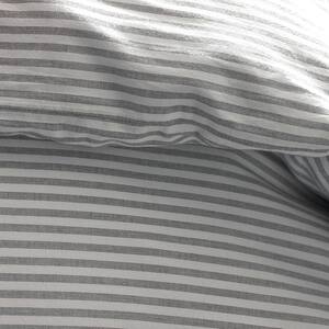 Company Organic Cotton Black and Cream Pinstripe Yarn-Dyed Percale Cream/Black Queen Cotton Duvet Cover