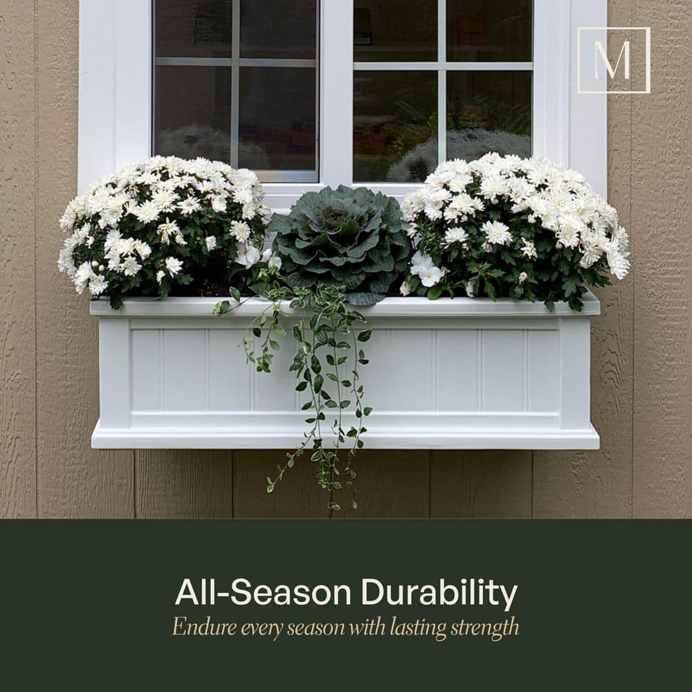 Cape Cod 48" White Polyethylene Self-Watering Window Box Planter
