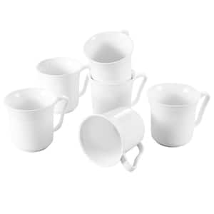 Mario 6-Piece 10.82 oz. Ivory White Porcelain Cups Ceramic Mugs (Set of 6)