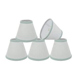 6 in. x 5 in. White and Light Blue Trim Hardback Empire Lamp Shade (5-Pack)
