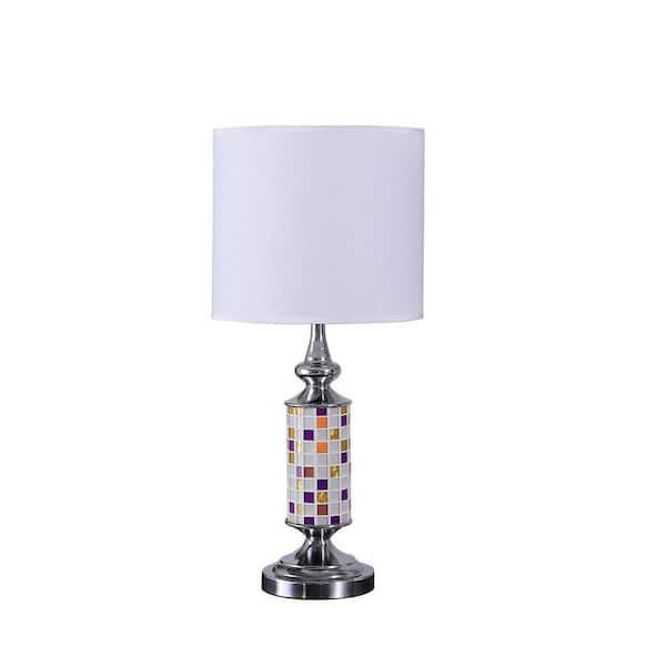 24 in. H Chrome Bohemian Glass Mosaic Modern Table Lamp, Task & Reading