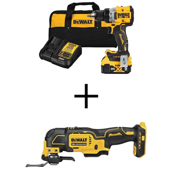 DEWALT 20V MAX XR Lithium-Ion Cordless Compact 1/2 in. Drill/Driver Kit with ATOMIC Cordless Brushless Oscillating Multi-Tool