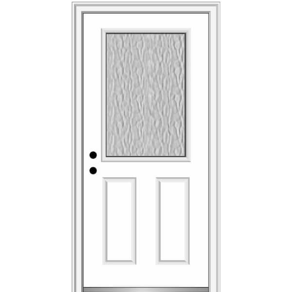 MMI Door Vapor 32 in. x 80 in. Right-Hand Inswing 1/2 Lite 2-Panel Primed Fiberglass Prehung Front Door with 4-9/16 in. Frame