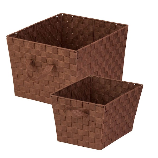 Honey-Can-Do 33.8 Qt. and 16.6 Qt. 13 in. x 10 in. Storage Basket in Chocolate (2-Pack)