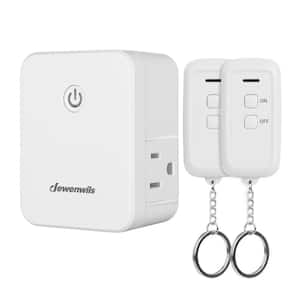 Indoor Remote Control Wireless 2 Side Outlets Adapter with 2 Remotes, White, 1 Pack