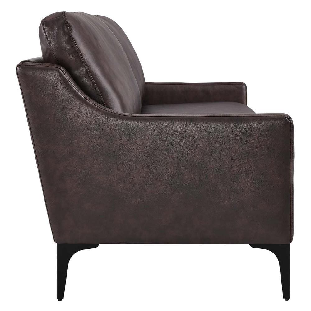 Lawson Sloped Arm Brown Leather Sofa with Removable Cushions