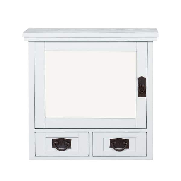 Artisan 23.5 in. W x 22.75 in. H Rectangular Wood Framed Wall Bathroom Vanity Mirror in White