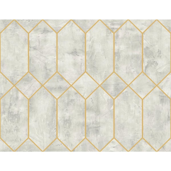 Seabrook Designs 60.75 sq. ft. Silver Birch and Metallic Gold Geo Faux Paper Unpasted Wallpaper Roll