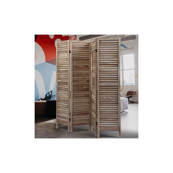 Wood Slat Room Divider, 9' / American Walnut