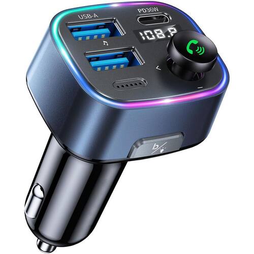 Bluetooth FM Transmitter Car Adapter 48-Watt PD with LED