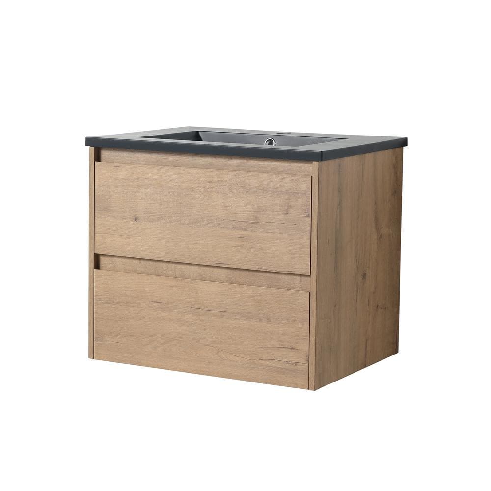 18.30 in. W x 24.00 in. D x 20.50 in. H Floating Bath Vanity in Imitative Oak with Black Ceramic Top price history on PriceWatchPro