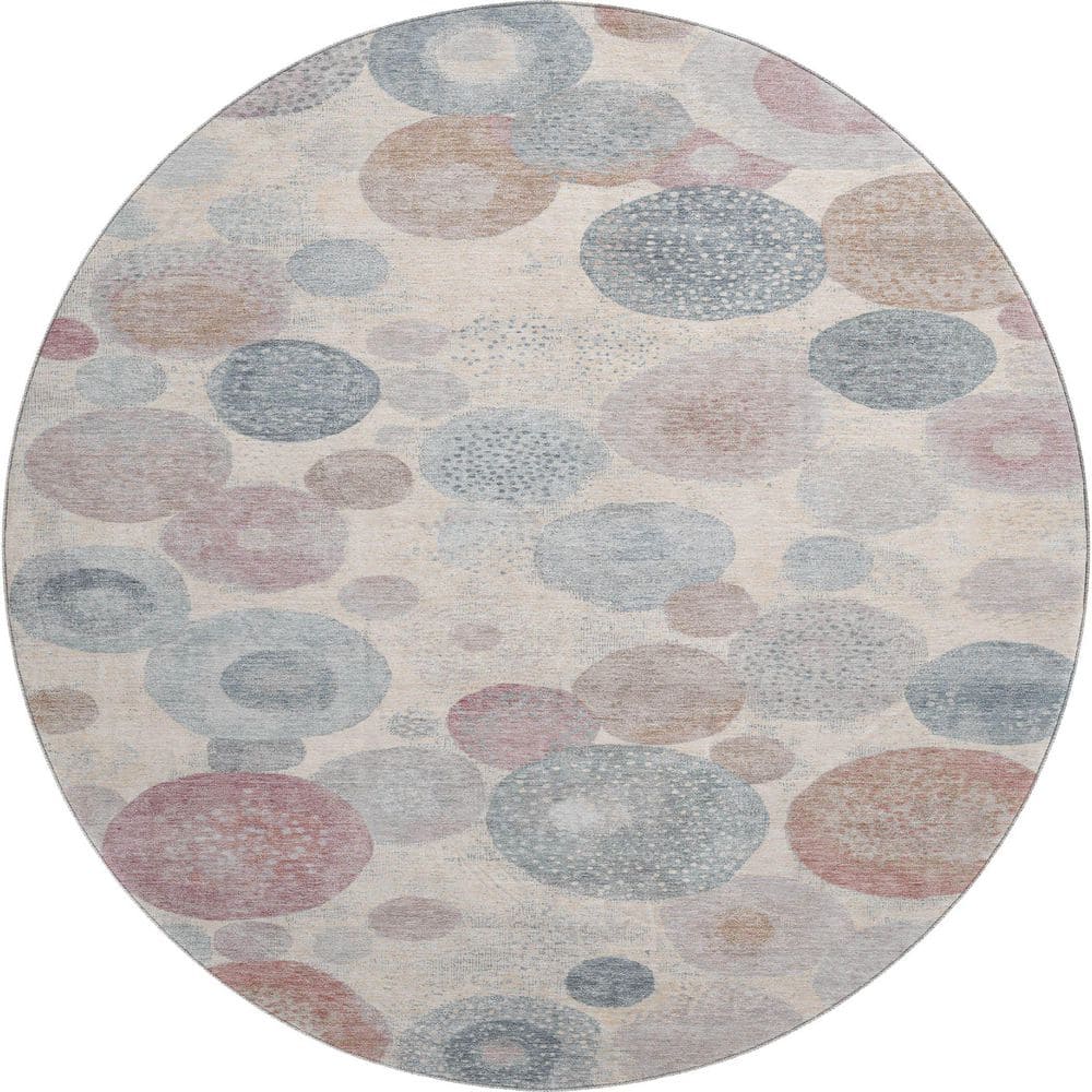 Mayfield Premium Machine Washable Abstract AMF1896 Peach 8 ft. x 8 ft. Round Rug price history on PriceWatchPro