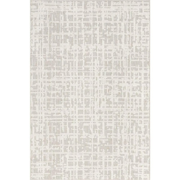 Helga Abstract Washable Light Grey 10 ft. x 14 ft. Indoor Area Rug