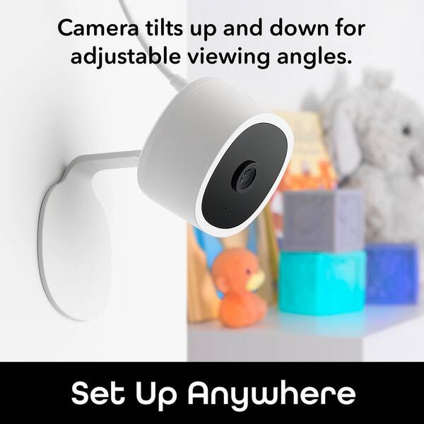 Geeni Vision 2K Wired Plug-In Indoor Smart Security Camera, Flexible Stem, Night Vision, Two-Way Talk, Live View, White