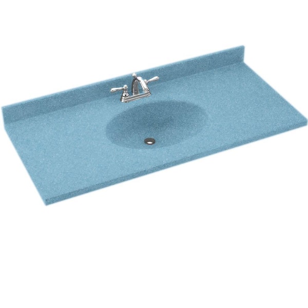 Swanstone Chesapeake 25 in. Solid Surface Vanity Top with Basin in Tahiti Blue-DISCONTINUED
