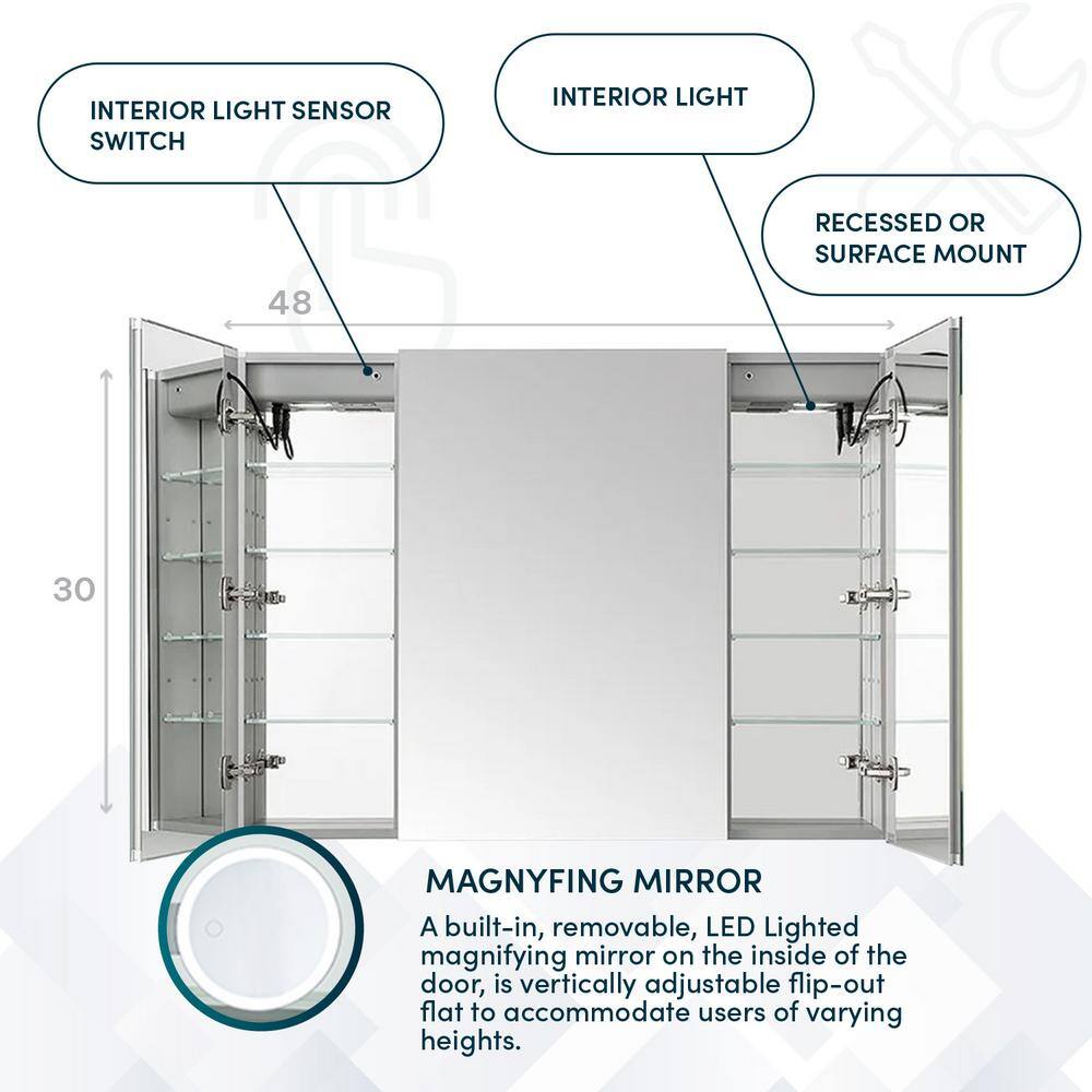 Signature Royale 48" x 30" LED Aluminum Medicine Cabinet