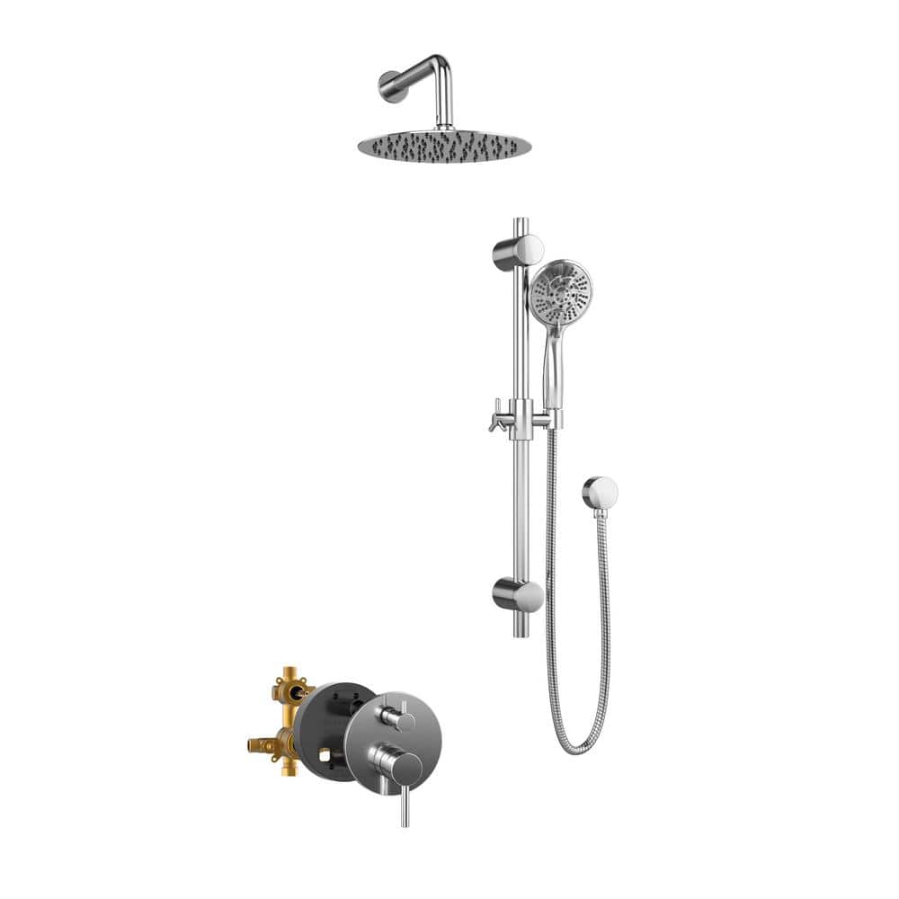 Chrome Multi-Head Adjustable Height Wall Mounted Shower System