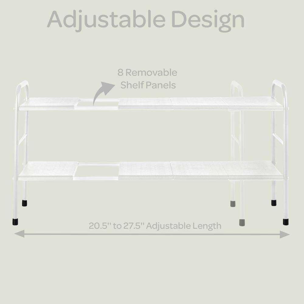 White Adjustable 2-Tier Under Sink Organizer with Removable Panels