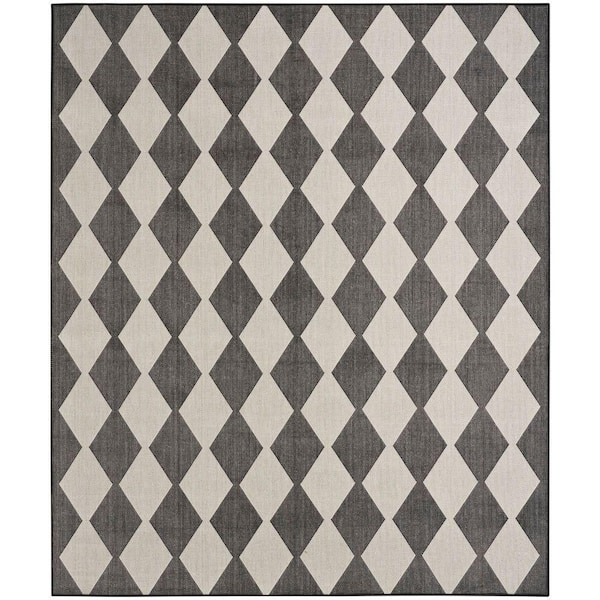 Nourison Positano Black 9 ft. x 12 ft. Diamond Contemporary Area Rug